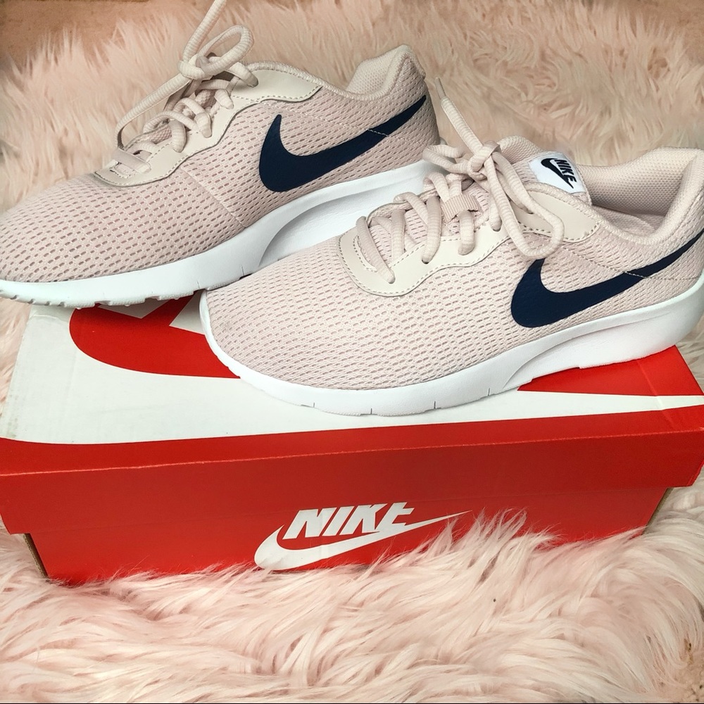 Blush Pink and Navy Blue Nike Sneakers